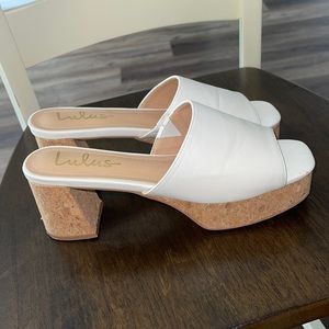 Lulus white & cork platform sandal